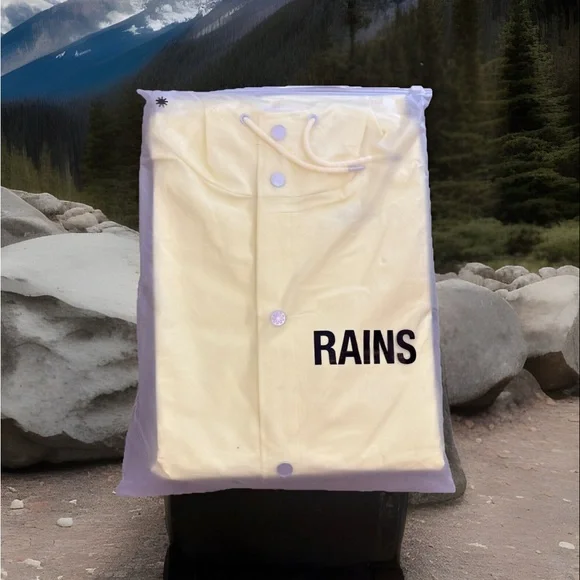 NWT RAINS Longer Jacket Raincoat XL Straw Yellow (Unisex) Waterproof MSRP $140 - Picture 5 of 6